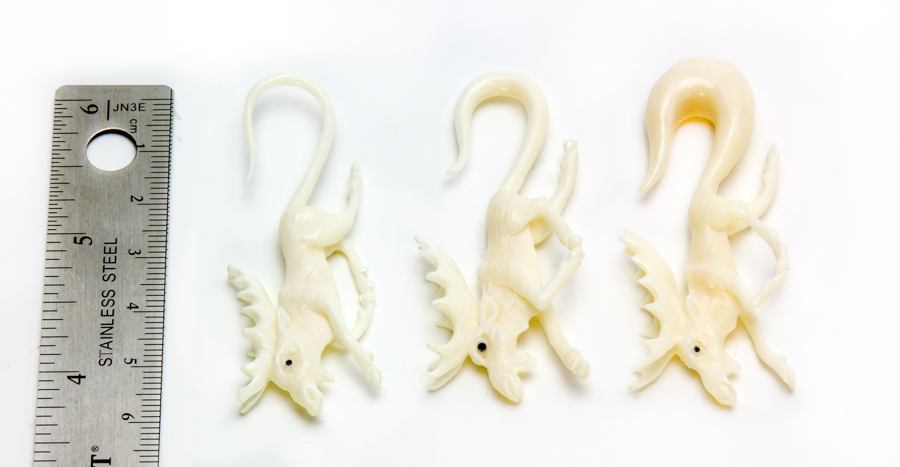 MOOSE Carved Bone Organic Ear Hangers - 2mm-8mm - Price Per 2