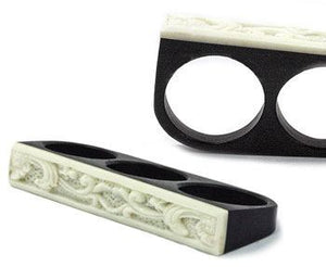 Triple Finger Ring with Bone Inlay