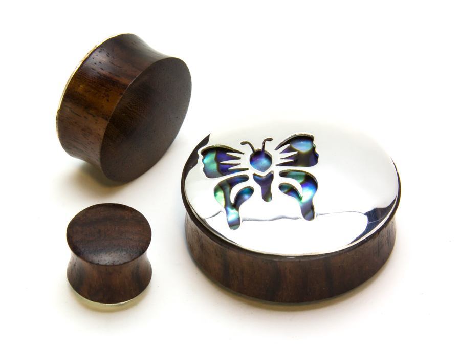 Abalone Butterfly Negative Space Art Plugs - 12mm-34mm - Price Per 2