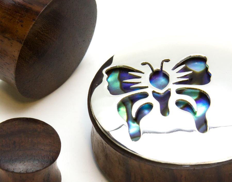 Abalone Butterfly Negative Space Art Plugs - 12mm-34mm - Price Per 2