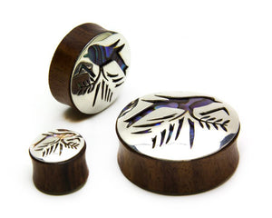 Sparrow on Branch Negative Space Art Plugs - 12mm-34mm - Price Per Pair