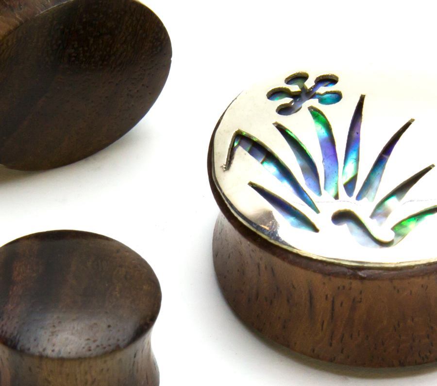 Abalone Whispering Meadow Negative Space Art Plugs - 12mm-24mm - Price Per 2