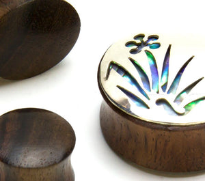 Abalone Whispering Meadow Negative Space Art Plugs - 12mm-24mm - Price Per 2