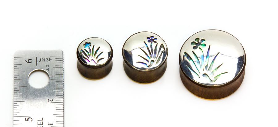 Abalone Whispering Meadow Negative Space Art Plugs - 12mm-24mm - Price Per 2