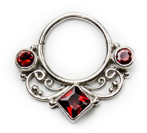 18g Sterling Silver With Gems Septum or Earring Jewelry