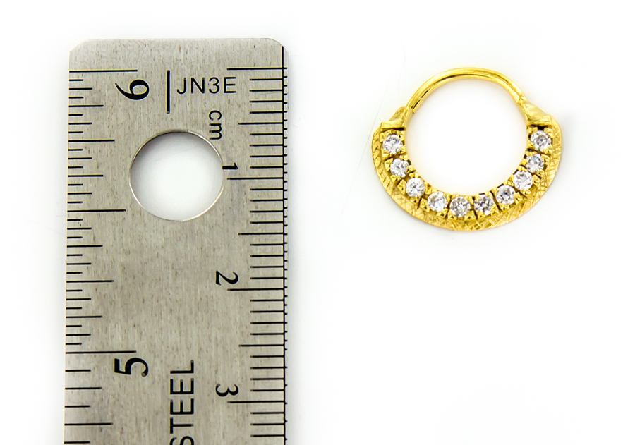 18g Gold Plated Channel Set Crystal Stones Septum or Earring Jewelry
