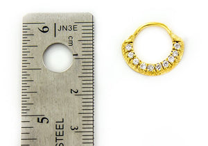 18g Gold Plated Channel Set Crystal Stones Septum or Earring Jewelry