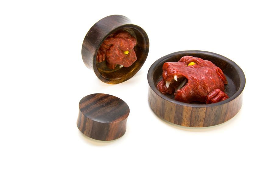 Carved RED CORAL Panther Organic Jewelry - 14mm - 50mm Price Per 2