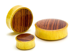 Jackfruit Wood with Red Tigerwood Double Flare Organic Plug - Price Per 1