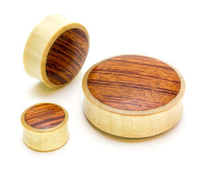Crocodile Wood Double Flared Plug with Red Tigerwood Front — Price Per 1
