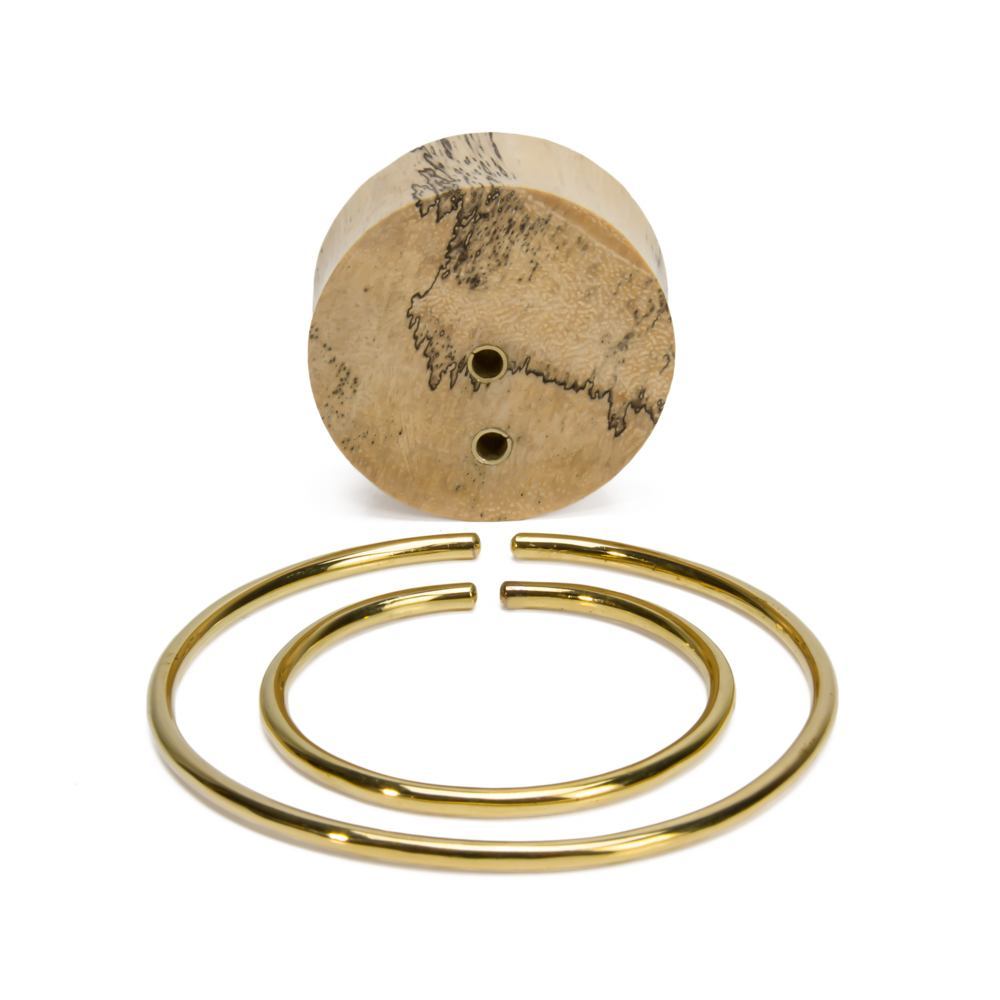 Double Flare Tamarind Wood Plug with Polished Bronze Double Hoops - Price Per 1