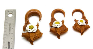 She Koi with Painted Leather Flower Saba Wood Hanger - Price Per 2