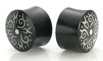Bone Dust Design Inlay Horn - Organic Plugs 12mm - 24mm - Price Per 1