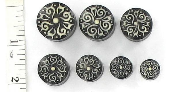 Bone Dust Design Inlay Horn - Organic Plugs 12mm - 24mm - Price Per 1