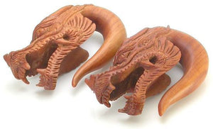 Dragons Head Red Saba Wood Natural Organic Body Jewelry 4mm - 14mm - Price Per 1