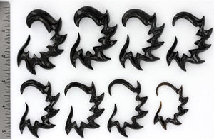 FLAMES Black Horn Spiral Earrings Body Jewelry - Price Per 2