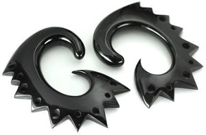 SONIC Black Horn Spiral Earrings Body Jewelry - Price Per 2