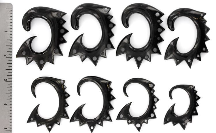 SONIC Black Horn Spiral Earrings Body Jewelry - Price Per 2