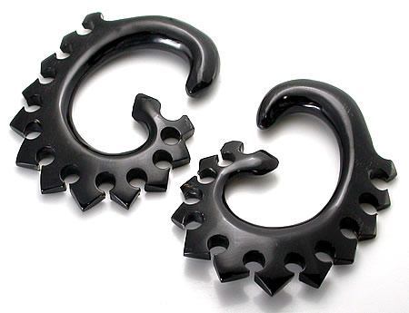 Stegosaurus Black Horn Spiral Earrings Body Jewelry - Price Per 2