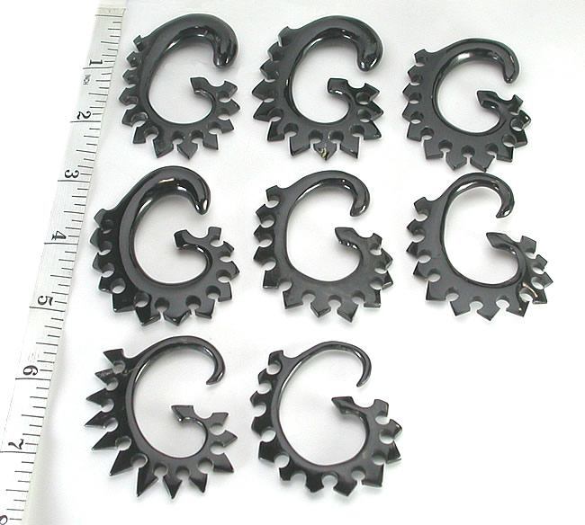 Stegosaurus Black Horn Spiral Earrings Body Jewelry - Price Per 2