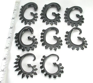 Stegosaurus Black Horn Spiral Earrings Body Jewelry - Price Per 2