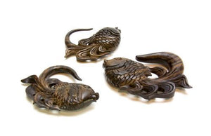Koi Fish Areng Wood Ear Hanger - 3mm-12mm - Price Per 1