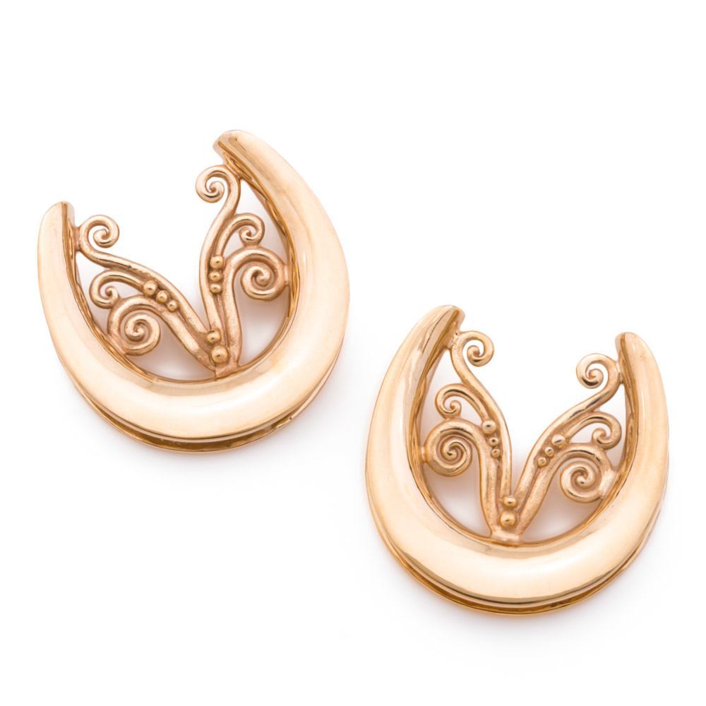 Gold Plated Fiddlehead Flourish Saddle Plug — Price Per 1