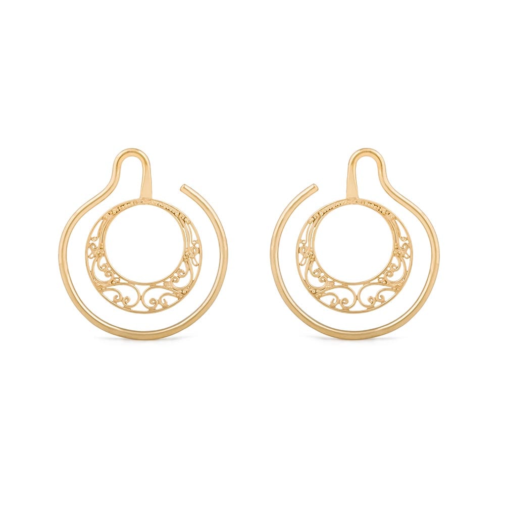 French Filigree Crescent Gold Plated Ear Weight — 4mm Thick — Price Per 1