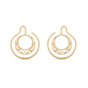 French Filigree Crescent Gold Plated Ear Weight — 4mm Thick — Price Per 1