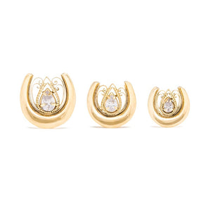 Crystal Tear Drop Gold Plated Saddle Plug — Price Per 1
