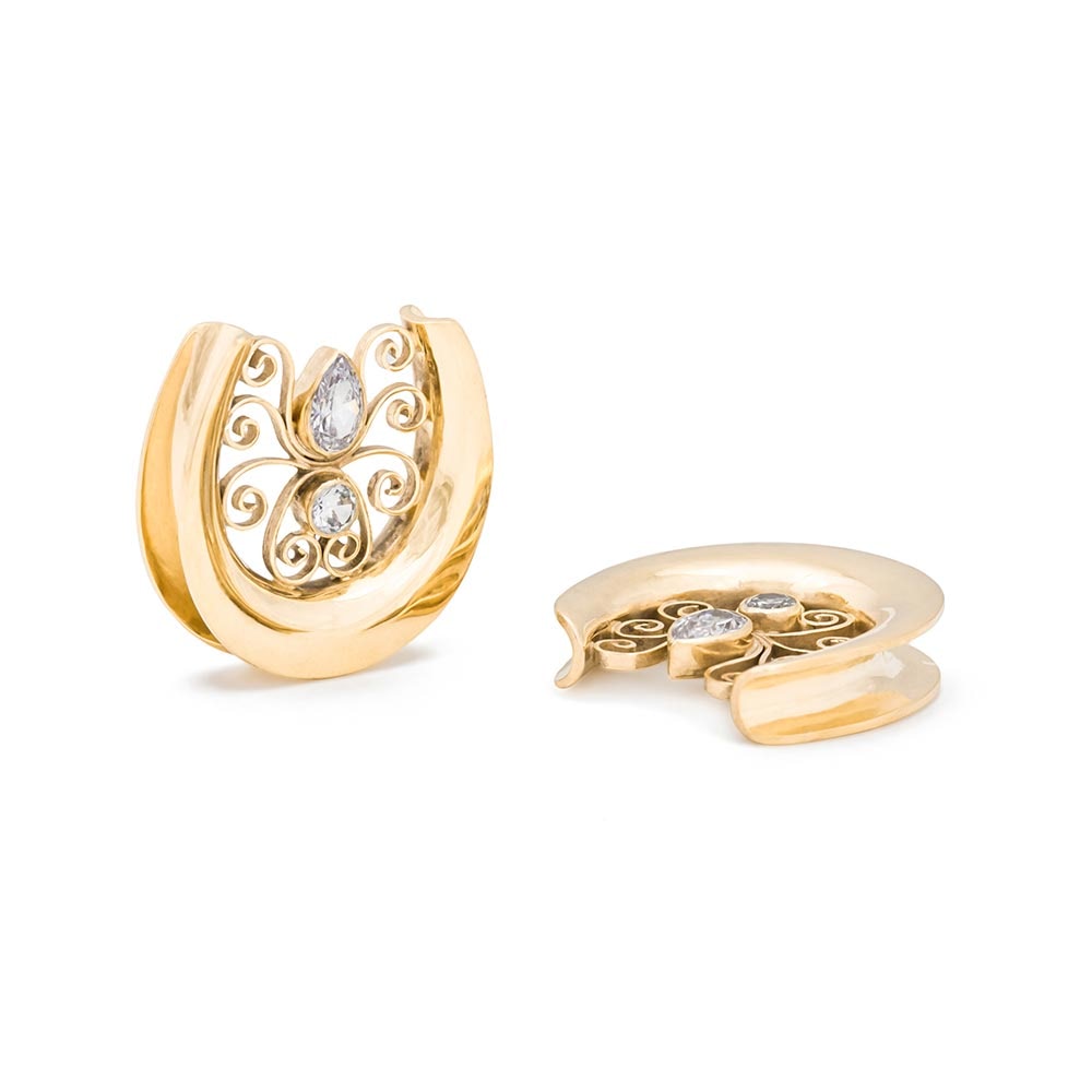 Flowing Filigree Gold Plated Saddle Plug — Price Per 1