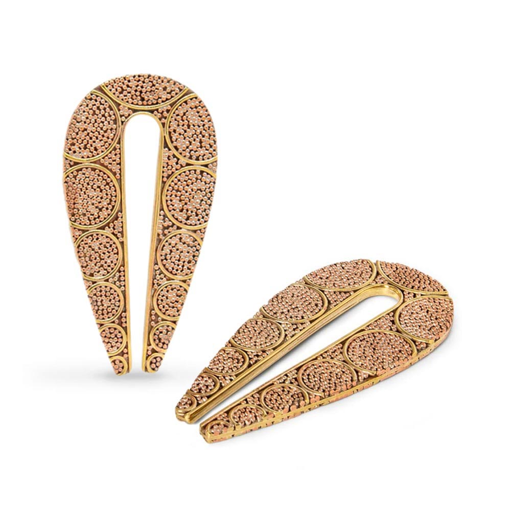 Perfect Storm Brass Ear Weight with Copper Beading — Price Per 1