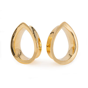 Gold Plated Mayan Flared Simple Tear Drop Tunnel — Price Per 2