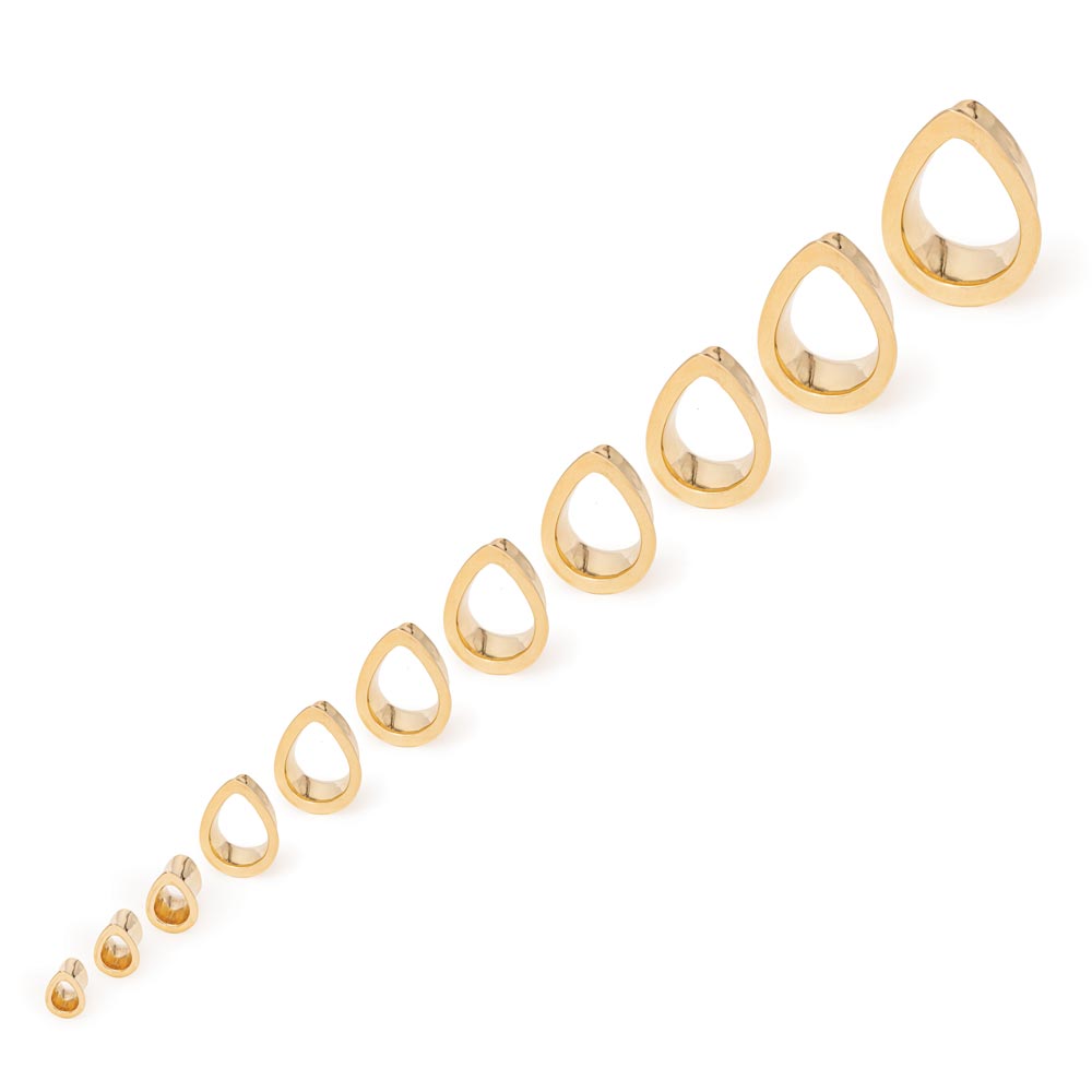 Gold Plated Mayan Flared Simple Tear Drop Tunnel — Price Per 2