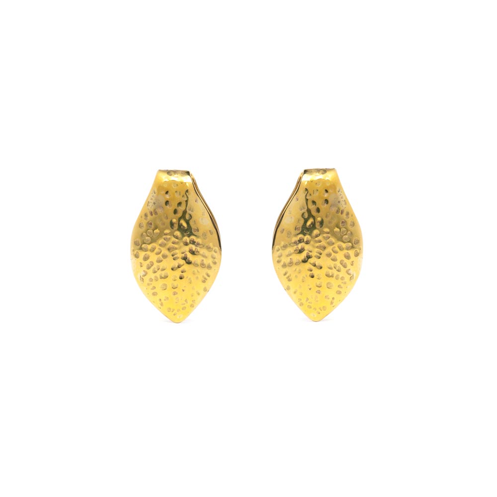 Polished Brass Hammered Leaf Ear Weight — Price Per 2