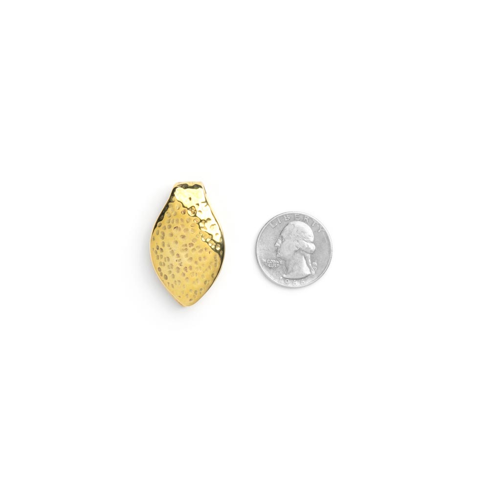Polished Brass Hammered Leaf Ear Weight — Price Per 2