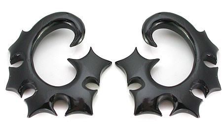 Stars Black Horn Spiral Earrings Body Jewelry - Price Per 2