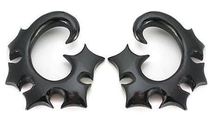 Stars Black Horn Spiral Earrings Body Jewelry - Price Per 2