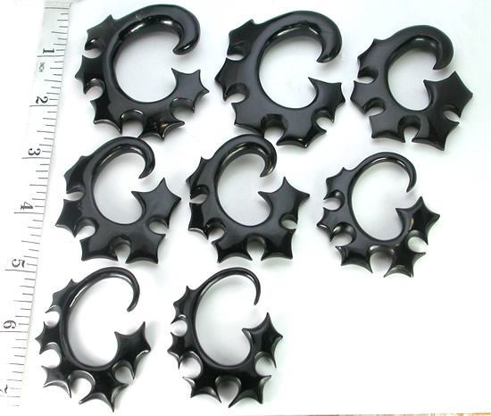 Stars Black Horn Spiral Earrings Body Jewelry - Price Per 2