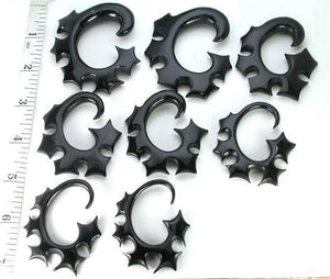 Stars Black Horn Spiral Earrings Body Jewelry - Price Per 2