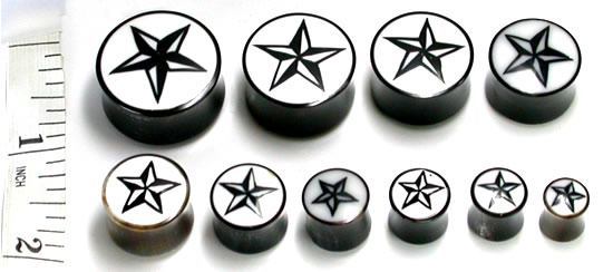 8mm-24mm Star Shadow Organic Horn Plugs With Resin Inlay - Price Per 1