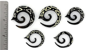 Bone Dust Inlay and Abalone Inlay on Spiral Horn Organic Body Jewelry - 4mm-10mm - Price Per 1