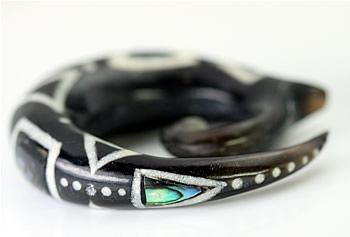 Bone Dust Inlay and Abalone Inlay on Spiral Horn Organic Body Jewelry - 4mm-10mm - Price Per 1