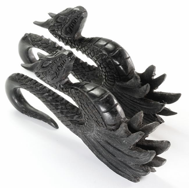 GEORGEOUS DETAILED DRAGON Wholesale Areng Wood Hanger Organic Body Jewelry 4mm - 10mm - Price Per 1