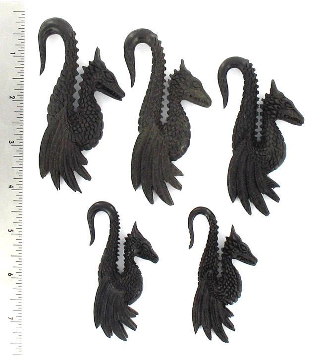 GEORGEOUS DETAILED DRAGON Wholesale Areng Wood Hanger Organic Body Jewelry 4mm - 10mm - Price Per 1