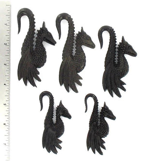 GEORGEOUS DETAILED DRAGON Wholesale Areng Wood Hanger Organic Body Jewelry 4mm - 10mm - Price Per 1