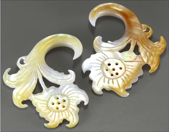 Mother of Pearl FLOWER Intricate Hanger Organic Jewelry - 2mm-8mm - Price Per 1