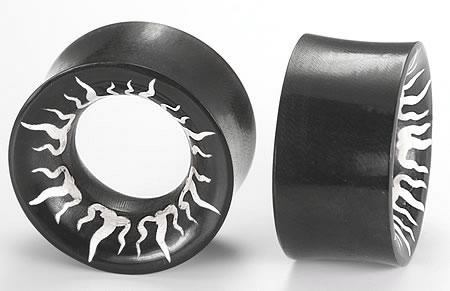 Double Flare Horn with RAYS Painted Inlay Horn Wholesale Organic Jewelry 8mm-31mm - Price Per 1