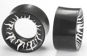 Double Flare Horn with RAYS Painted Inlay Horn Wholesale Organic Jewelry 8mm-31mm - Price Per 1