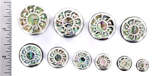 SILVER SUN over Abalone Shell Plug Horn Organic Ear Jewelry - Price Per 1